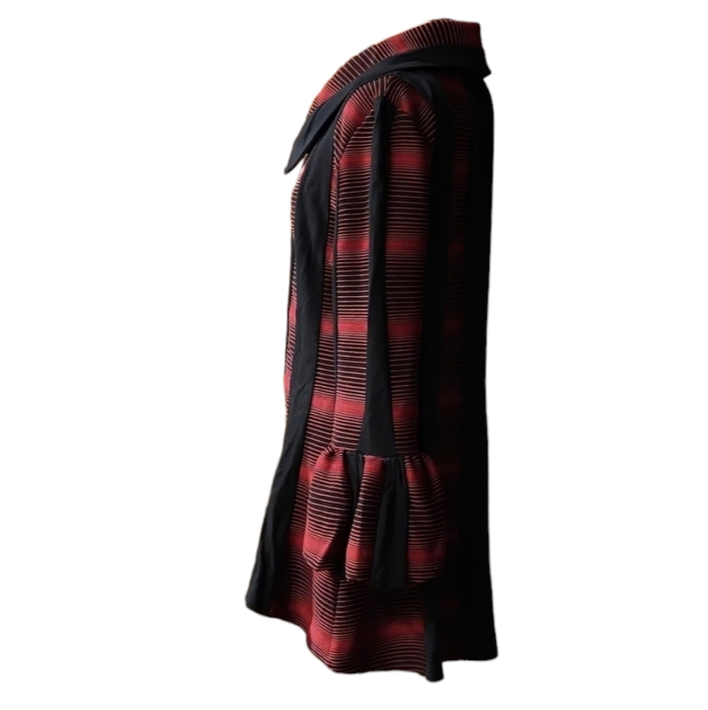 Dzhavael Couture | Red & Black Puff-Sleeve Coat Women's Large - Picture 2 of 7
